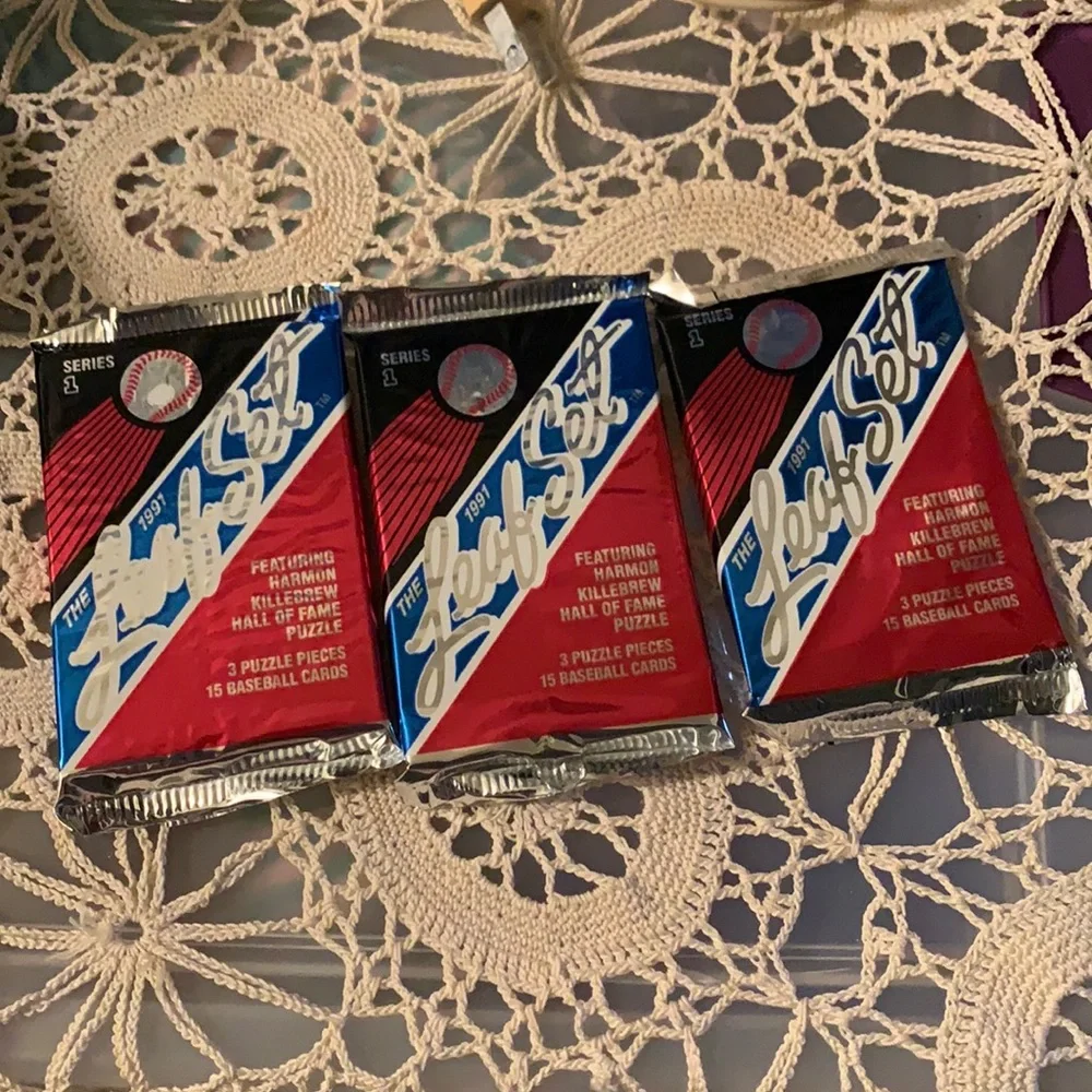3X Leaf Set 1991 MLB Baseball Puzzle & Cards Series1 Factory Sealed Pack…